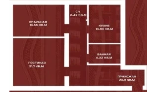 2-xonali xonadon 80.9 m²  2/2 qavat