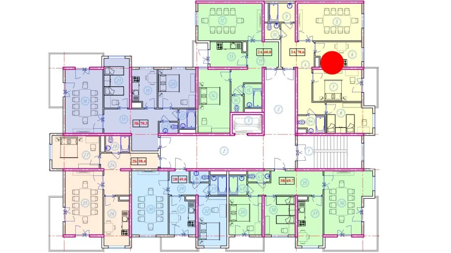 3-комнатная квартира 69.7 м²  5/5 этаж