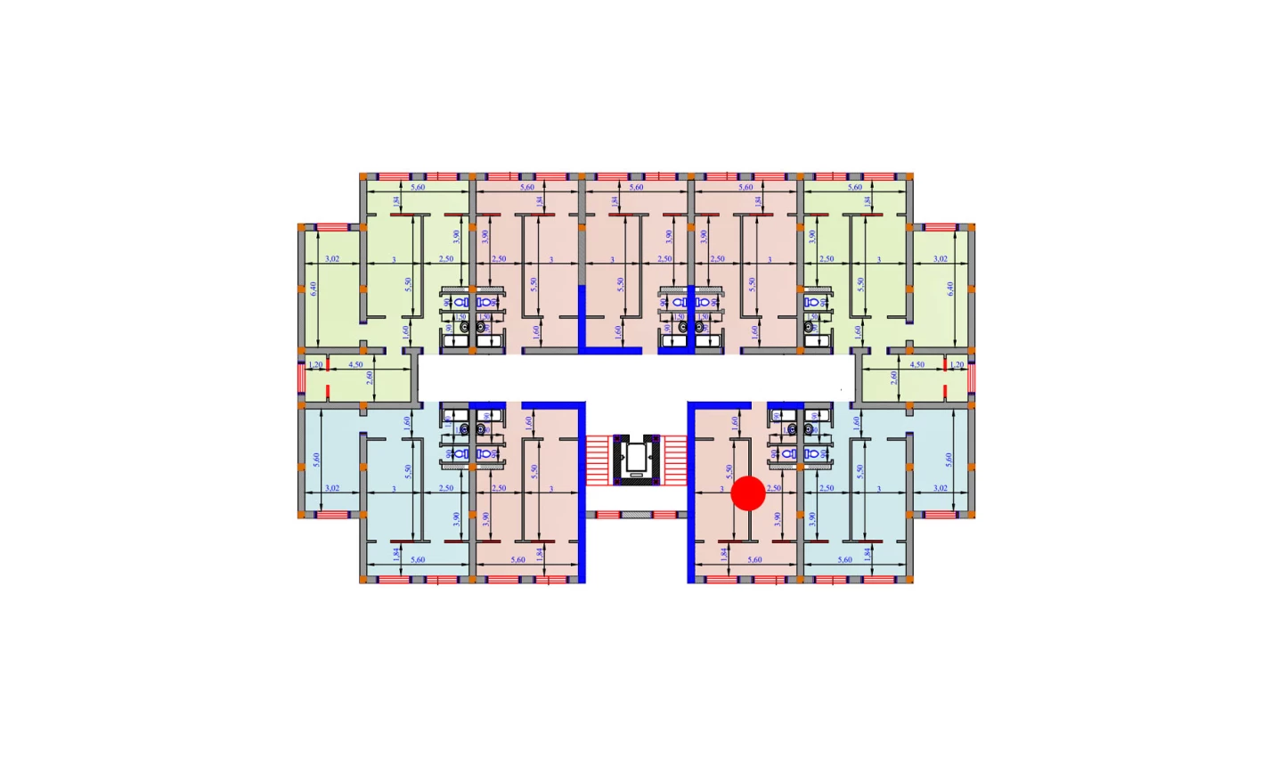 1-xonali xonadon 57.4 m²  2/2 qavat