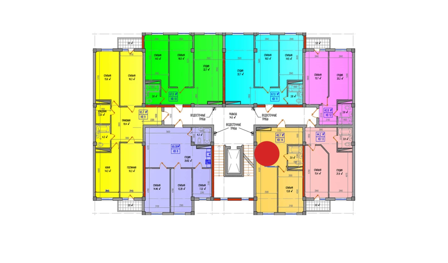 2-комнатная квартира 48.7 м²  2/2 этаж