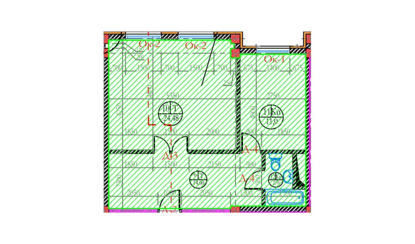 2-xonali xonadon 55.92 m²  1/1 qavat