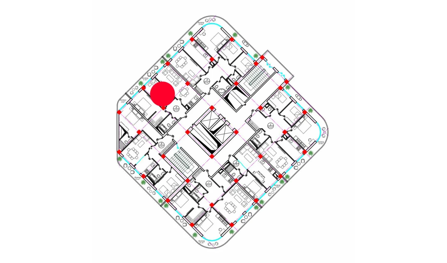 2-комнатная квартира 61.3 м²  21/21 этаж