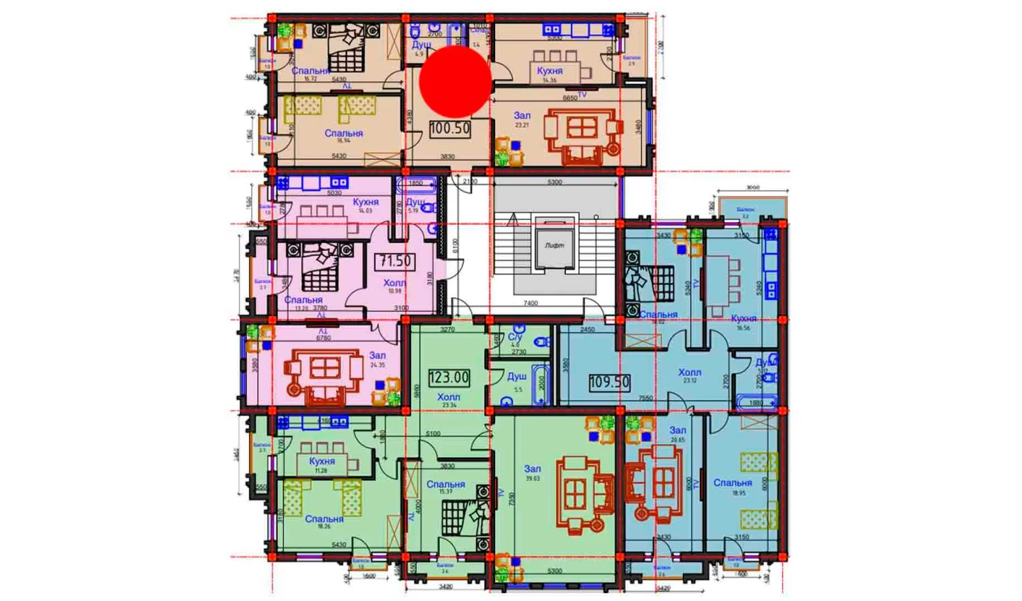 3-комнатная квартира 100.5 м²  4/4 этаж