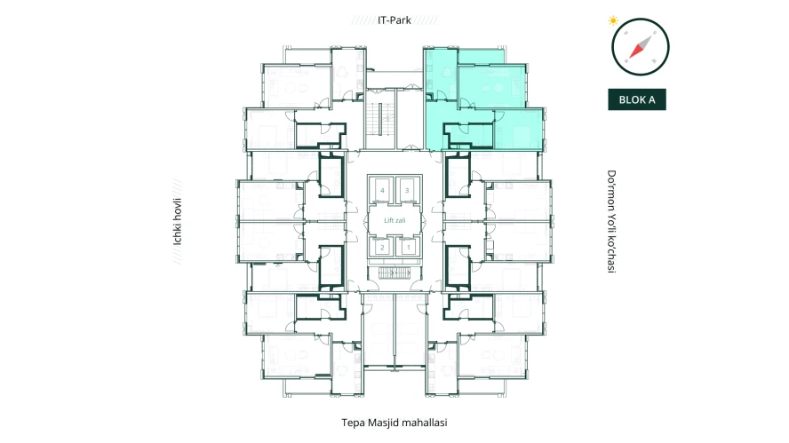 2-xonali xonadon 69.12 m²  19/19 qavat