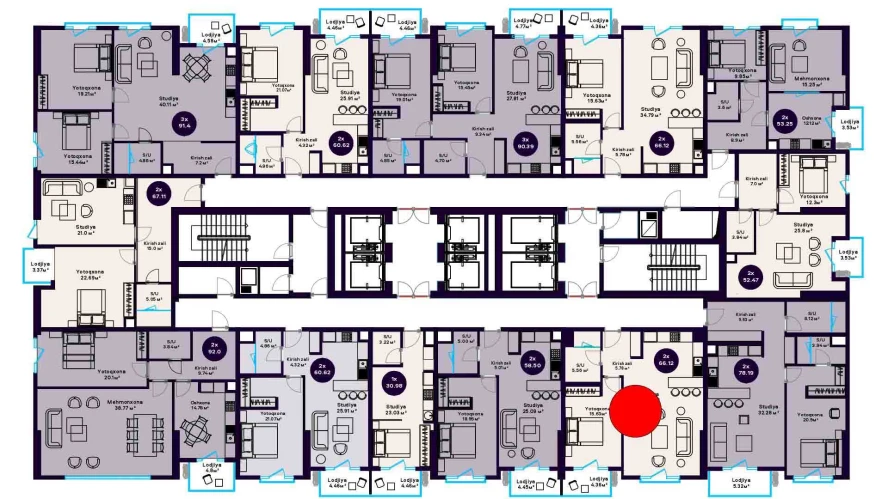 2-комнатная квартира 66.12 м²  4/4 этаж