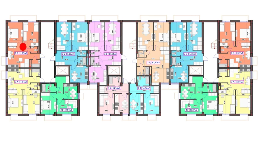 2-комнатная квартира 51.87 м²  0/0 этаж