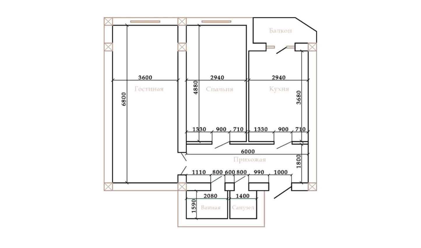 2-комнатная квартира 88.15 м²  6/6 этаж