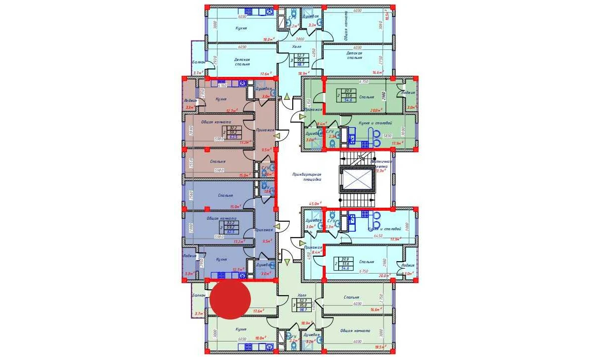 3-комнатная квартира 98.7 м²  4/4 этаж