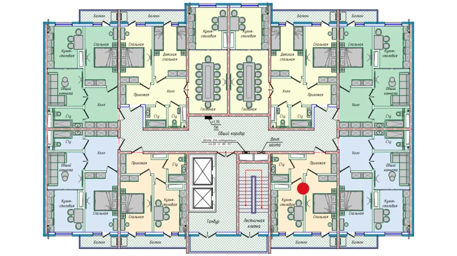 1-xonali xonadon 35.73 m²  15/15 qavat