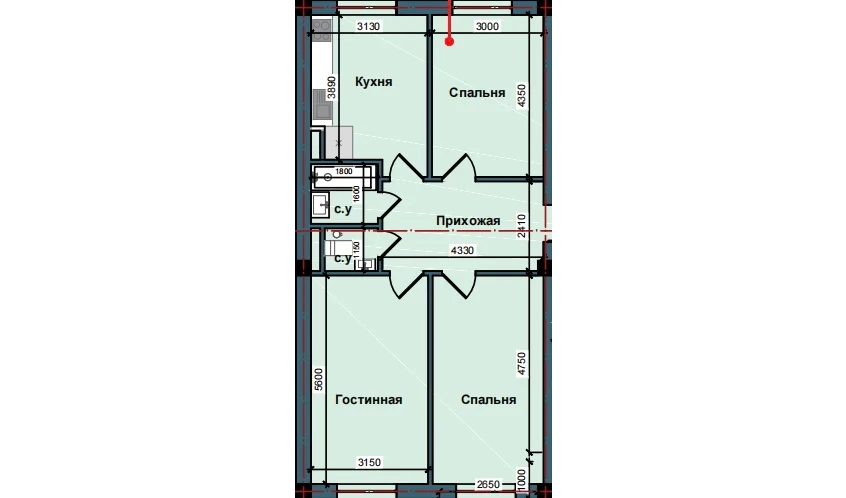 3-комнатная квартира 79 м²  7/9 этаж | Жилой комплекс NUR BARAKA