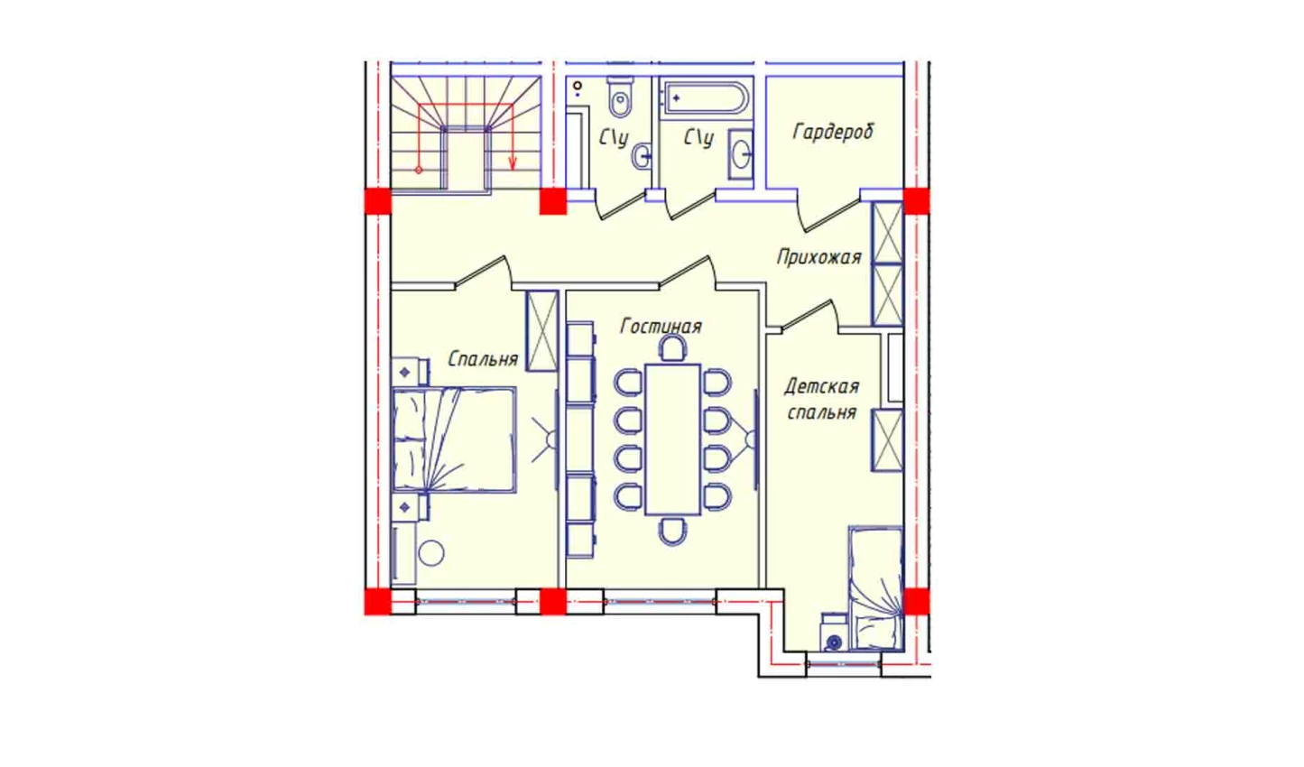 3-комнатная квартира 69.1 м²  8/8 этаж