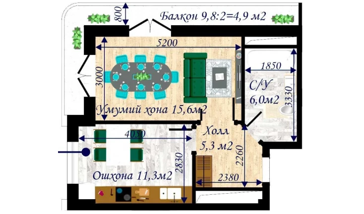 1-комнатная квартира 50.4 м²  12/13 этаж | Жилой комплекс MEGAPOLIS А2