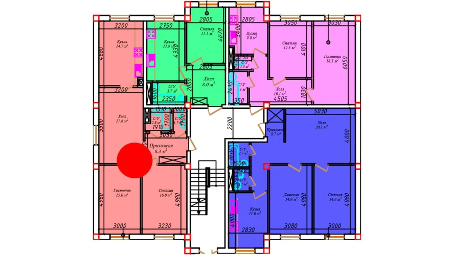 2-комнатная квартира 79.3 м²  4/4 этаж