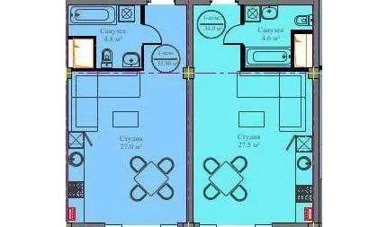 1-xonali xonadon 34 m²  2/2 qavat