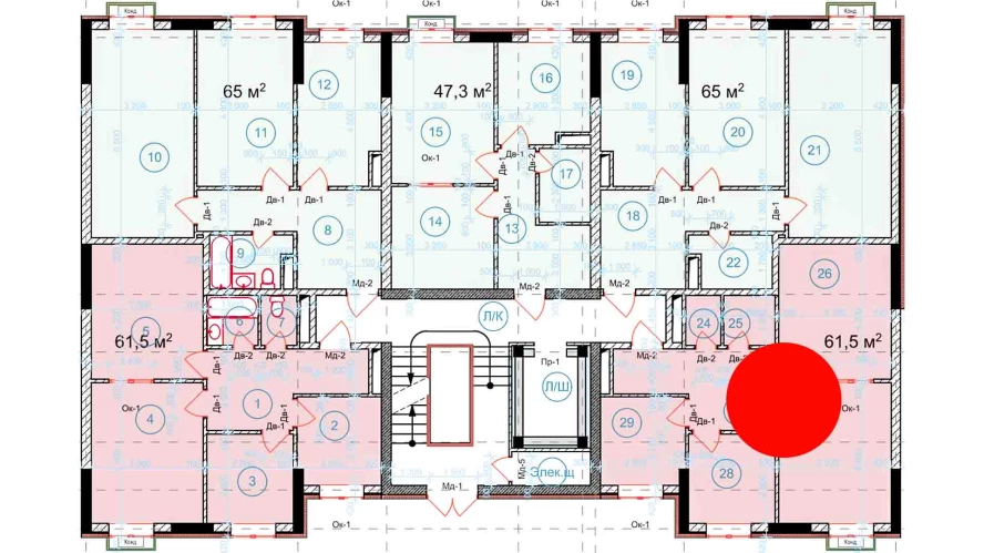 3-xonali xonadon 61.5 m²  1/1 qavat