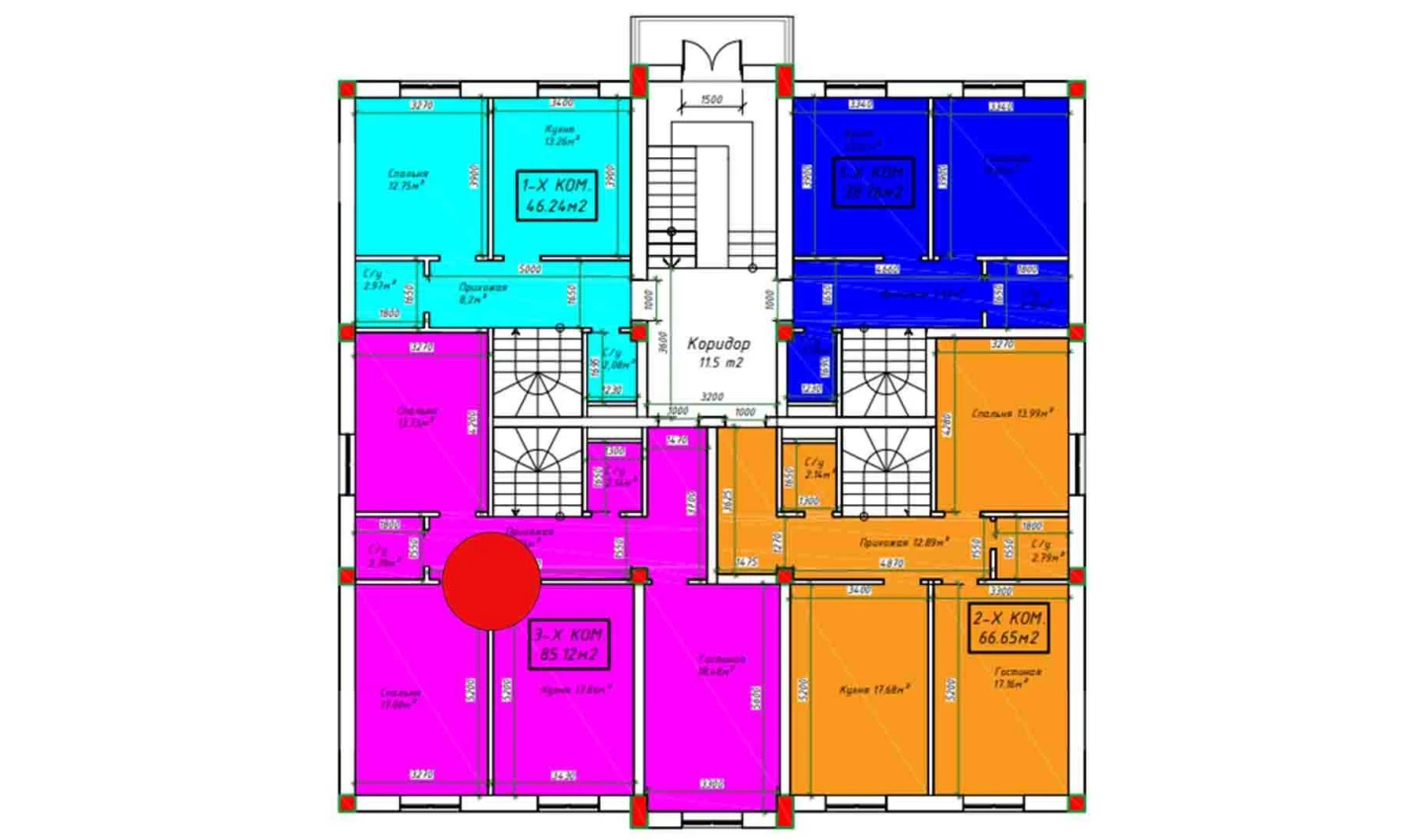 3-комнатная квартира 85.12 м²  1/1 этаж