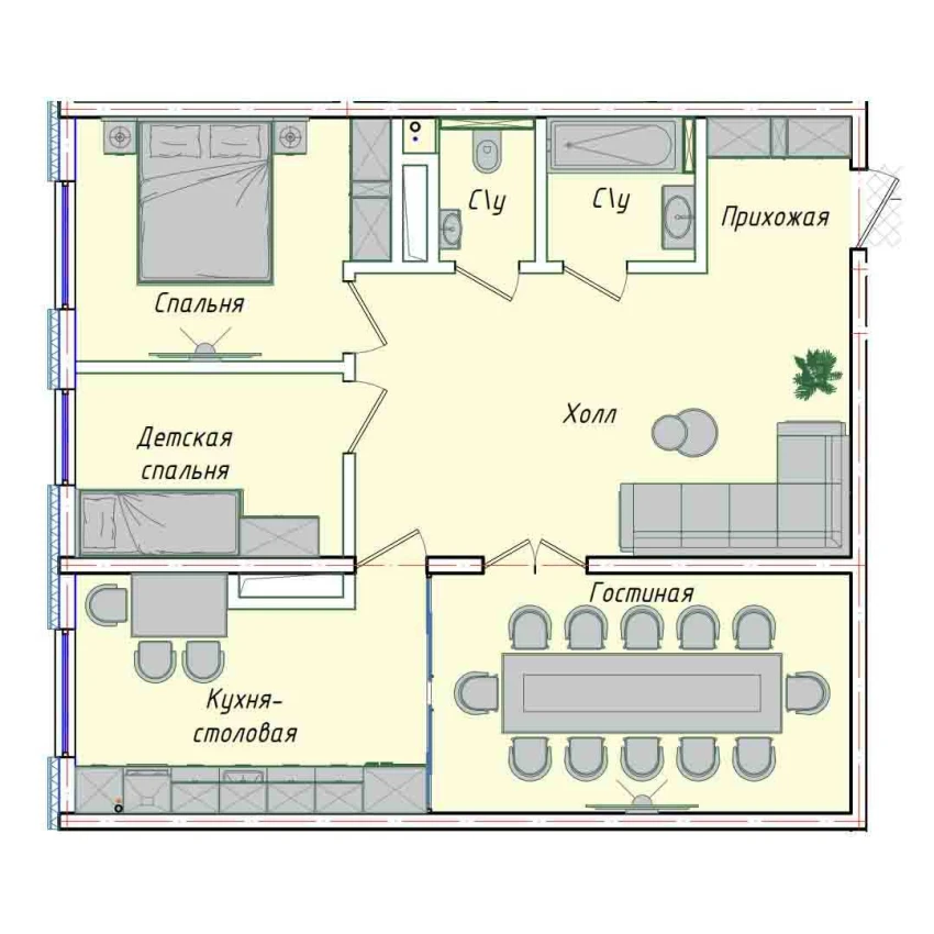 3-xonali xonadon 79.39 m²  1/1 qavat