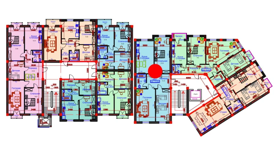 6-комнатная квартира 97 м²  9/9 этаж