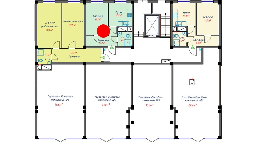 1-комнатная квартира 52.6 м²  0/0 этаж