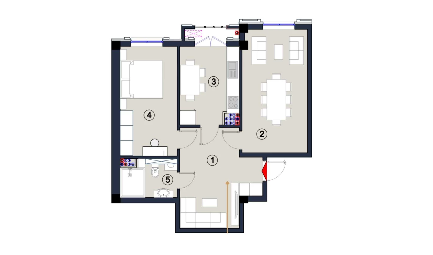 2-комнатная квартира 66 м²  2/2 этаж