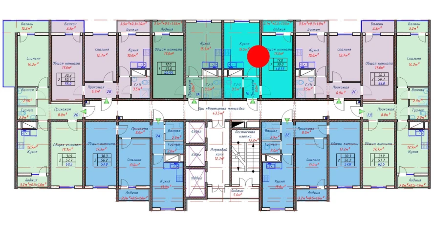 1-комн. квартира 40.55 м²  3/16 этаж | Жилой комплекс TRINITY