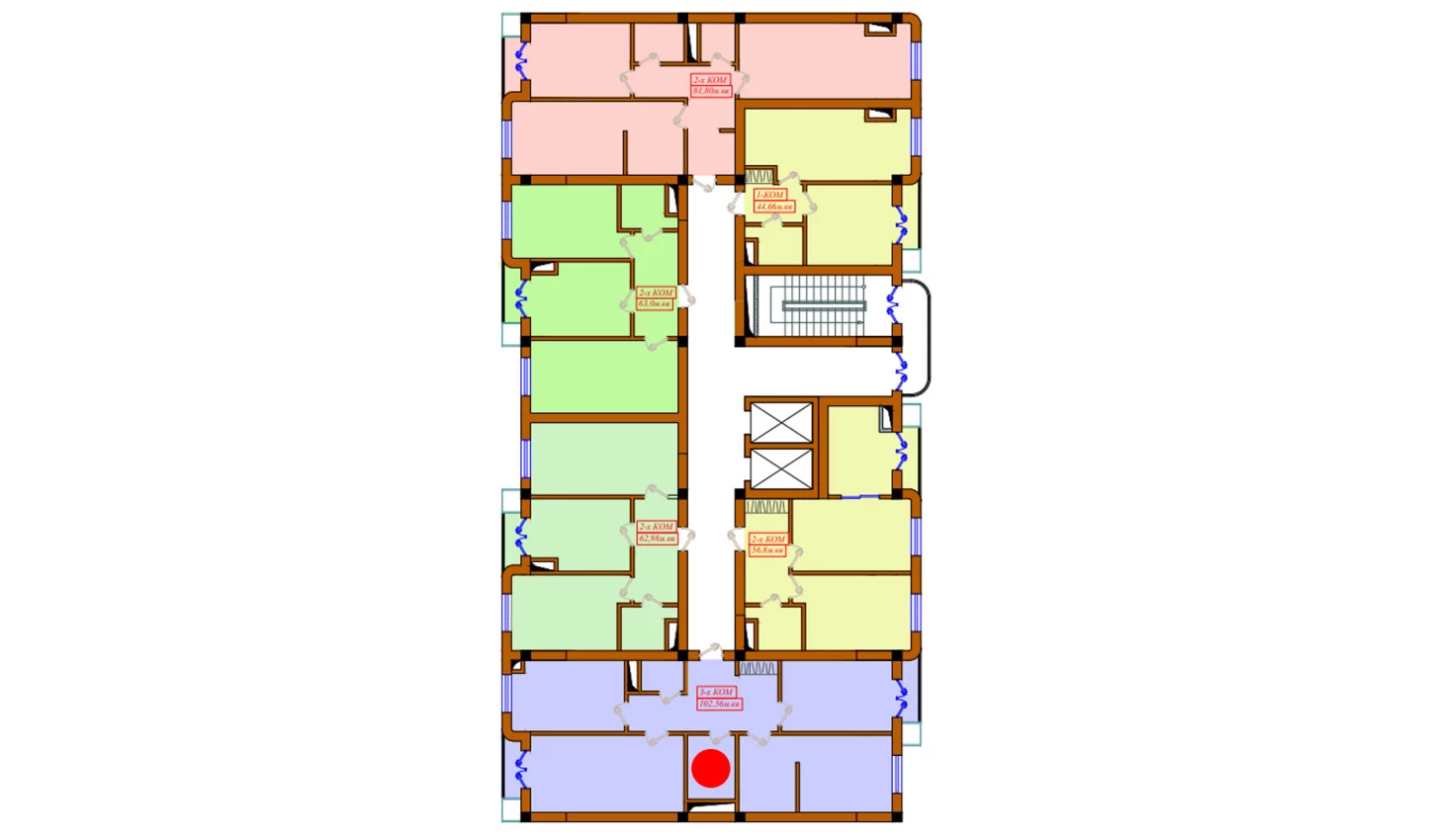 3-комнатная квартира 102.56 м²  4/4 этаж