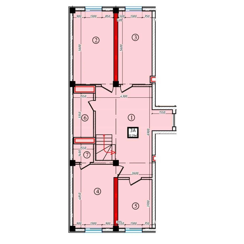 3-комнатная квартира 92.29 м²  1/1 этаж