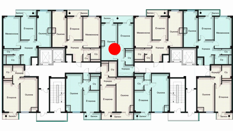 1-xonali xonadon 53.14 m²  3/12 qavat | SPUTNIK AVENUE Turar-joy majmuasi