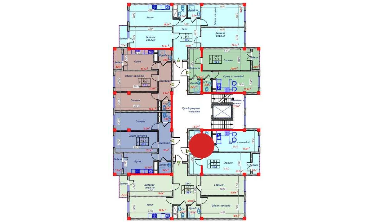 2-комнатная квартира 54.6 м²  6/6 этаж