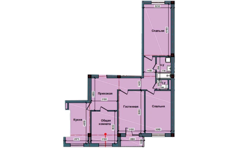 4-xonali xonadon 113.3 m²  4/10 qavat | NUR BARAKA Turar-joy majmuasi