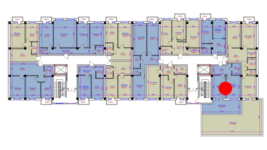 1-xonali xonadon 68.44 m²  3/3 qavat