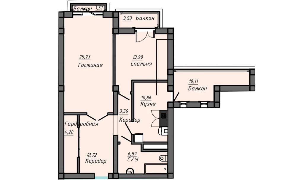 2-xonali xonadon 80.01 m²  5/10 qavat | Samarqand Park Avenue Turar-joy majmuasi