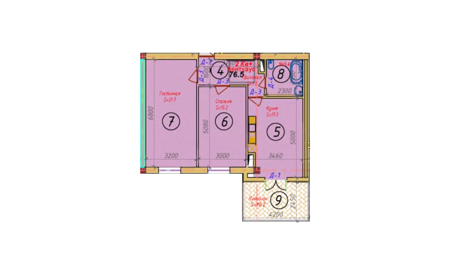 2-xonali xonadon 95 m²  3/3 qavat