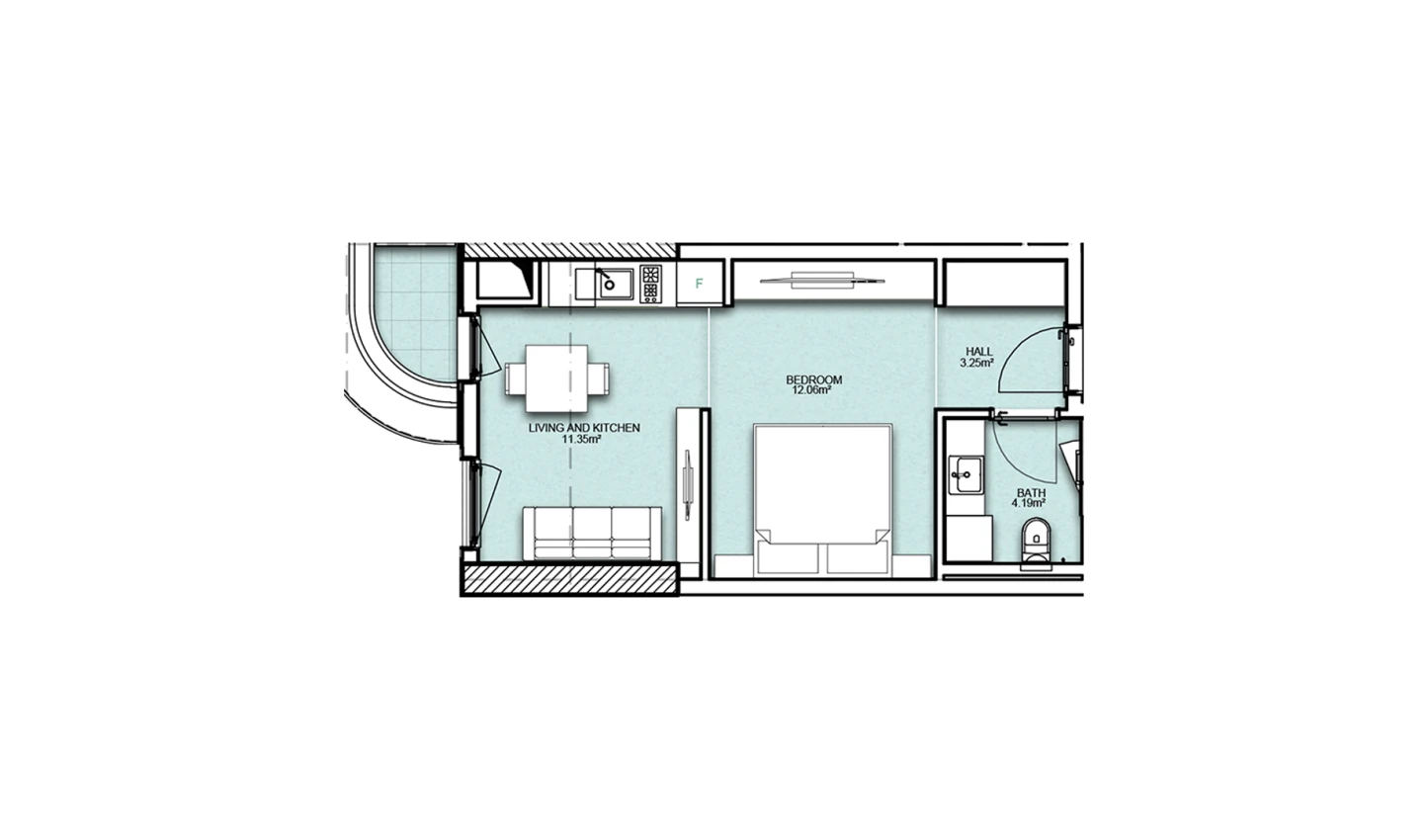 1-комнатная квартира 34.8 м²  17/17 этаж