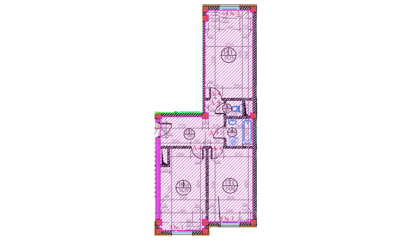 3-xonali xonadon 69.1 m²  1/1 qavat