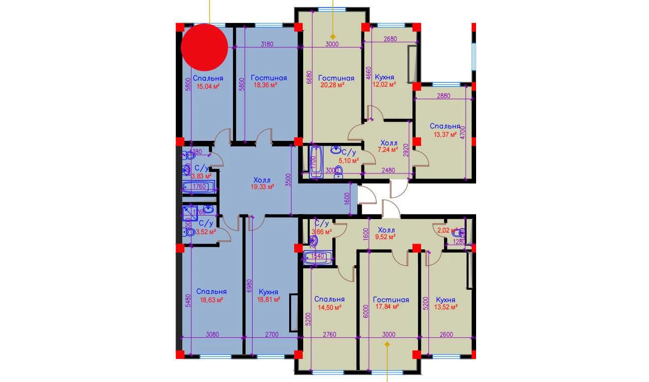 3-комнатная квартира 97.52 м²  10/10 этаж