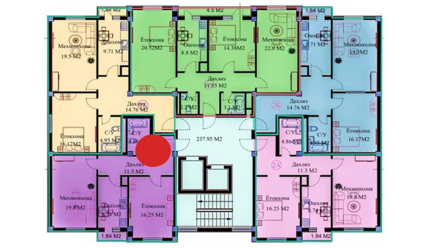 2-комнатная квартира 62.7 м²  12/12 этаж