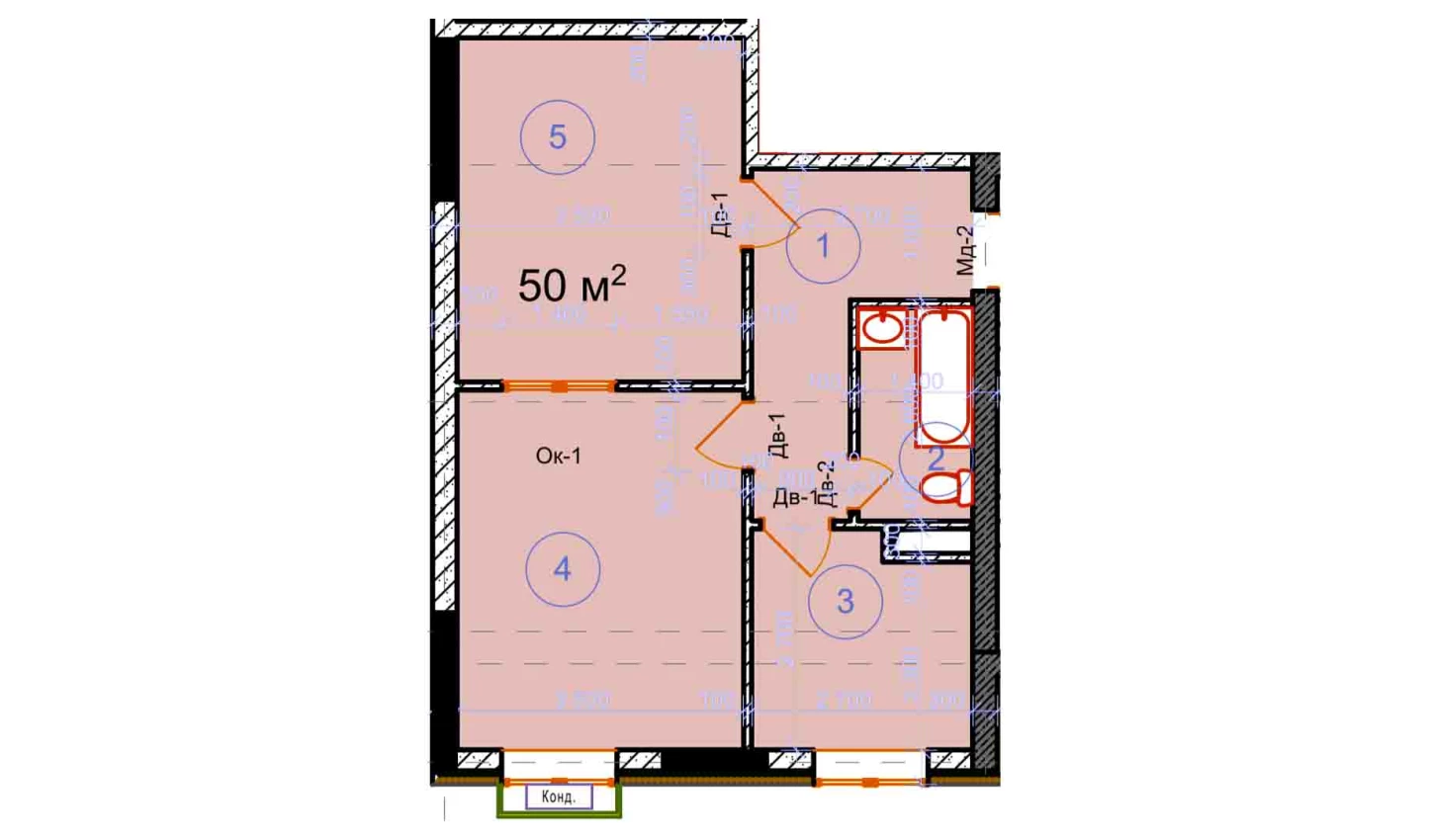 2-xonali xonadon 50 m²  2/2 qavat