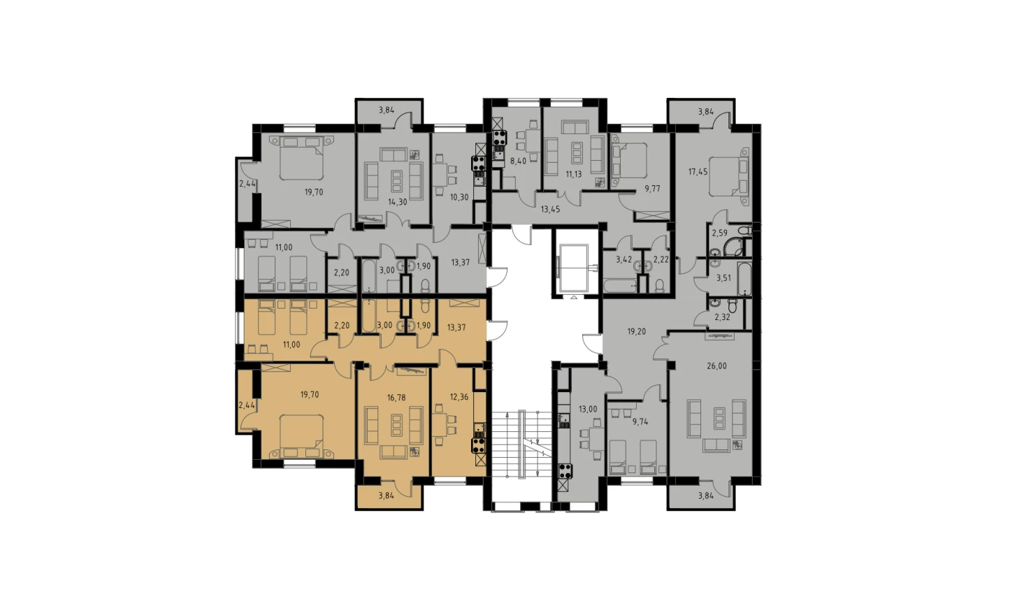 3-комнатная квартира 82.19 м²  9/9 этаж