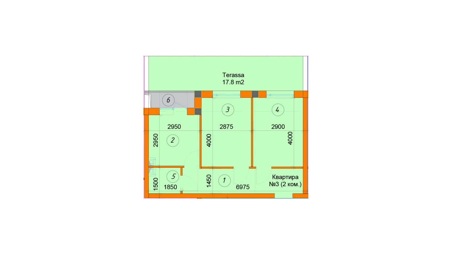 2-комнатная квартира 47.71 м²  2/2 этаж