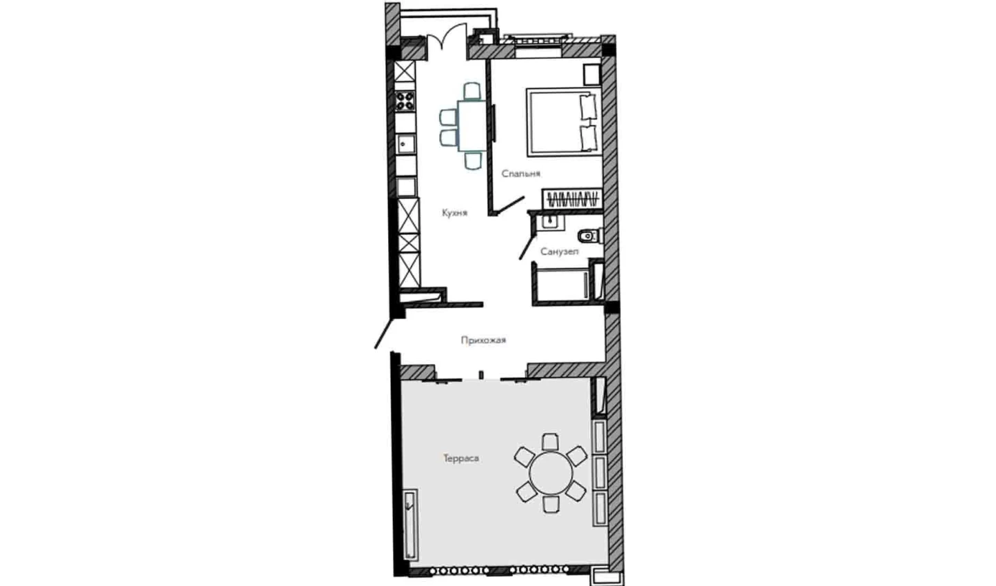 1-комнатная квартира 84.02 м²  13/13 этаж