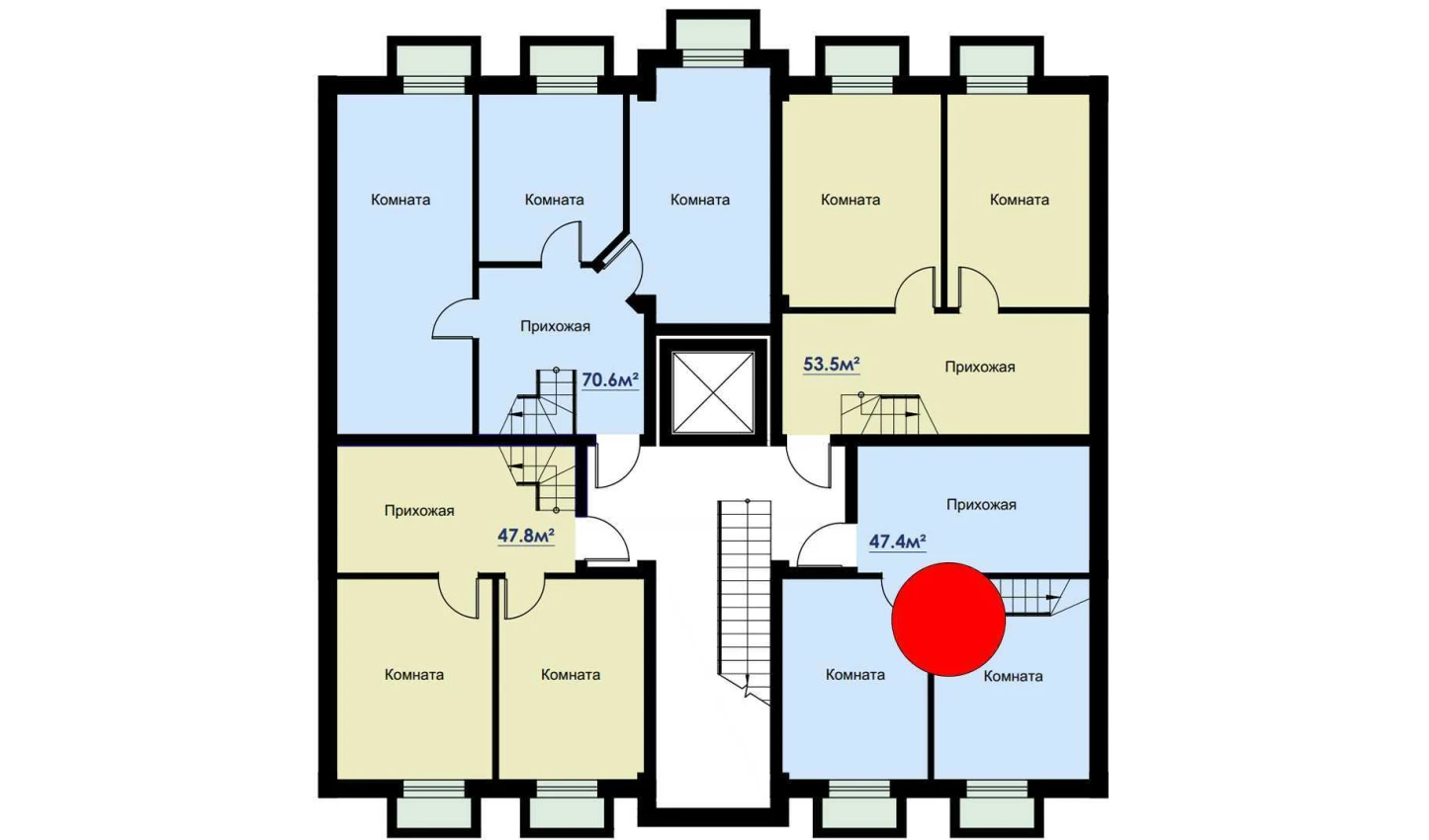 2-комнатная квартира 49.2 м²  1/1 этаж