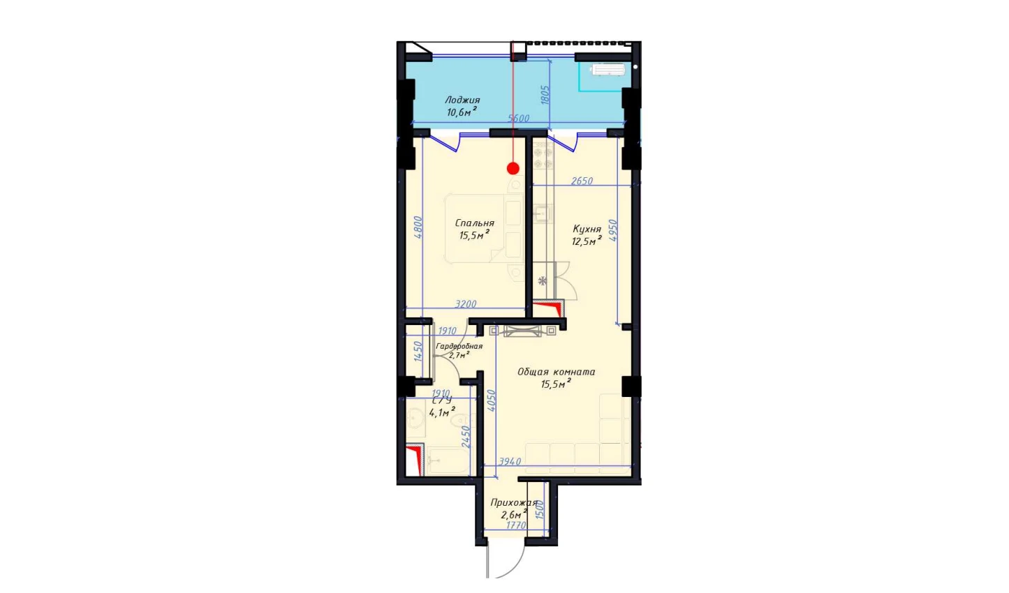 2-комнатная квартира 63.5 м²  8/8 этаж