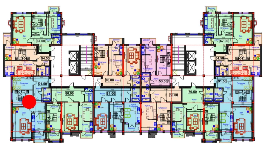 3-комнатная квартира 91.5 м²  12/12 этаж