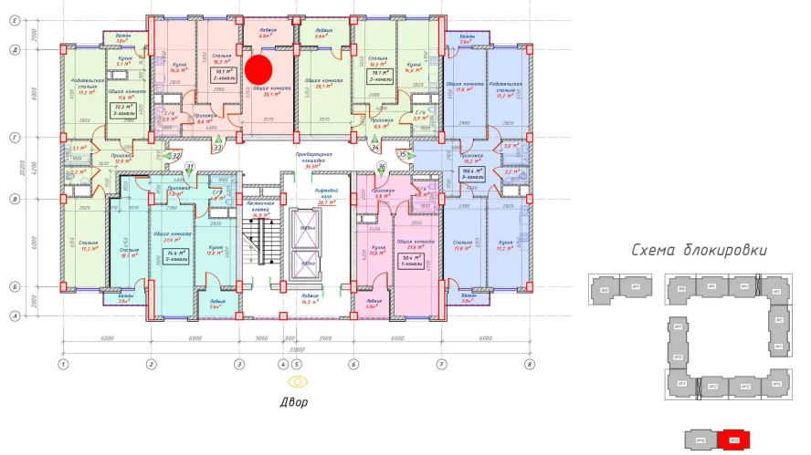 2-xonali xonadon 70.1 m²  15/15 qavat