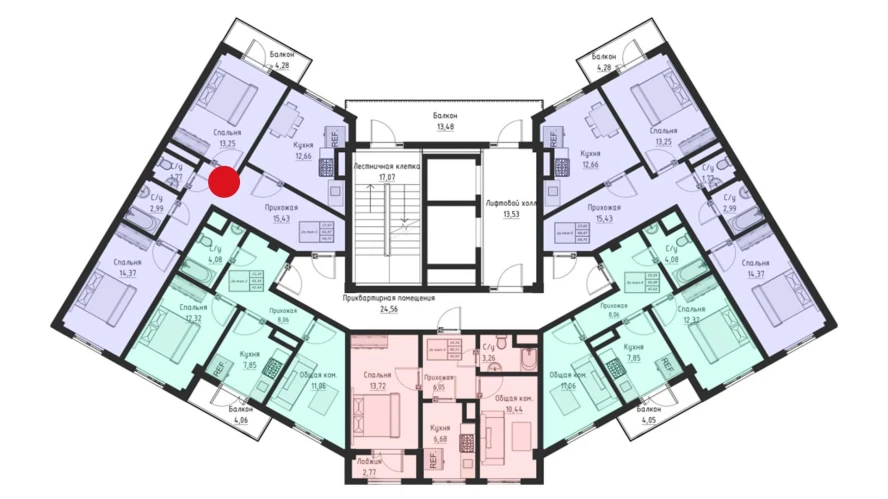 2-комнатная квартира 64.75 м²  14/14 этаж