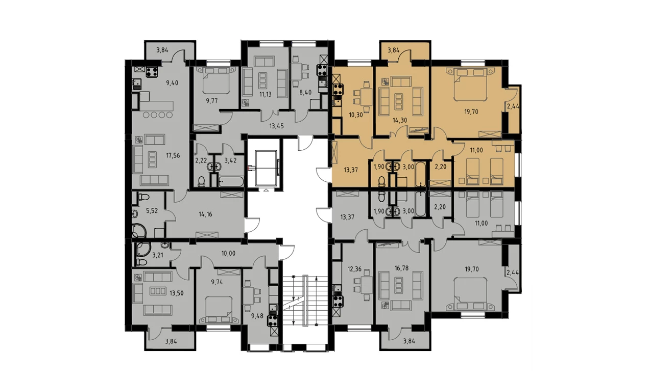 3-комнатная квартира 77.65 м²  7/7 этаж