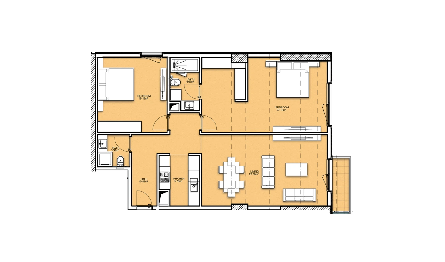 3-комнатная квартира 102.37 м²  17/17 этаж