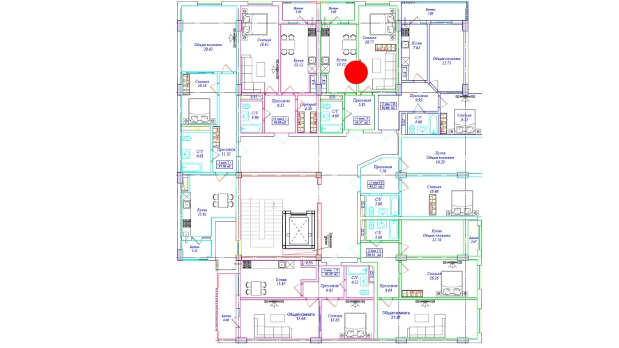 1-комнатная квартира 45.37 м²  3/3 этаж