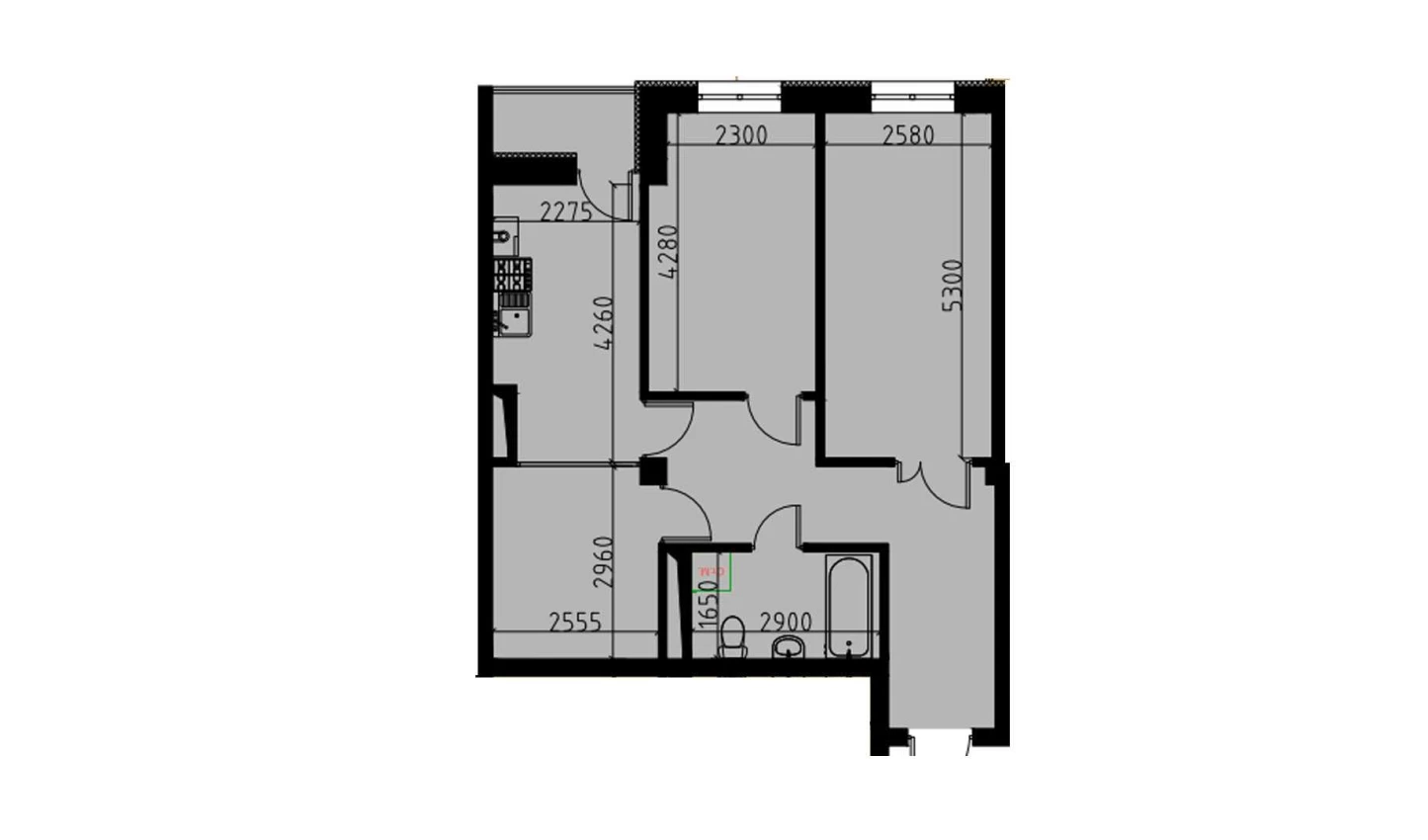 2-xonali xonadon 60.35 m²  5/5 qavat